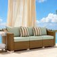 Hearth and Haven Outdoor Sofa with Cushions and Natural Wicker in Light Gray, , large