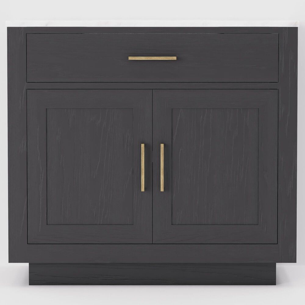 Lexora Home Abbey 36" Single Bathroom Vanity in Black Oak with 2 cm White Carrara Marble Top and Rectangular Sink, , large