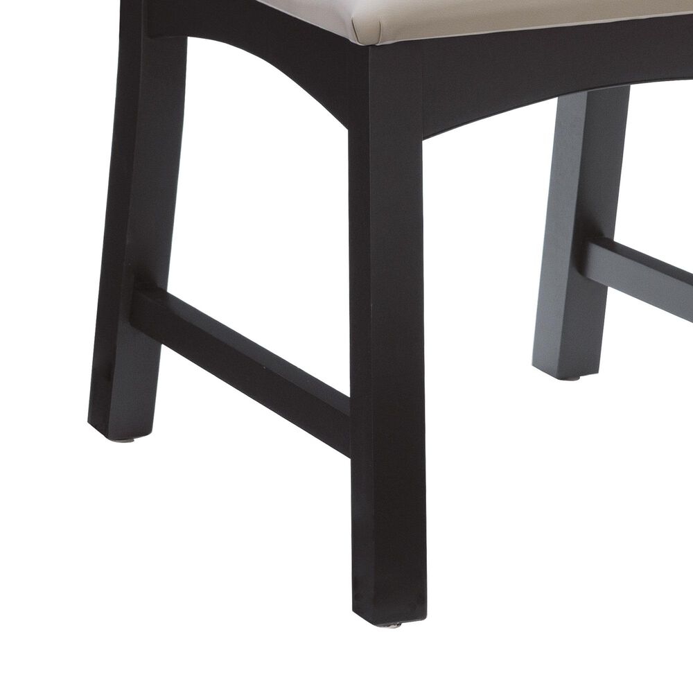 Linon Home Decor Bonnie Side Chair with Light Grey Faux Leather Cushion in Black (Set of 2), , large