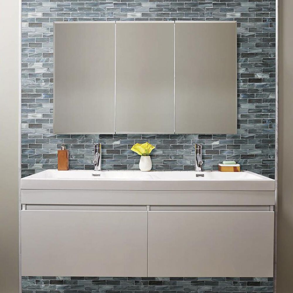 MS International Oceano Blue and Gray 12" x 12" Glass Mosaic Sheet, , large
