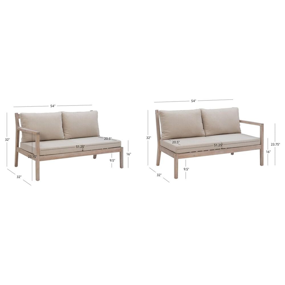 Linon Home Decor Teagon Outdoor Loveseat with Beige Cushions in Natural (Set of 2), , large