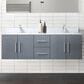 Lexora Home Geneva 60" Double Bathroom Vanity in Dark Grey with 2 cm White Carrara Marble Top and Rectangular Sinks, , large