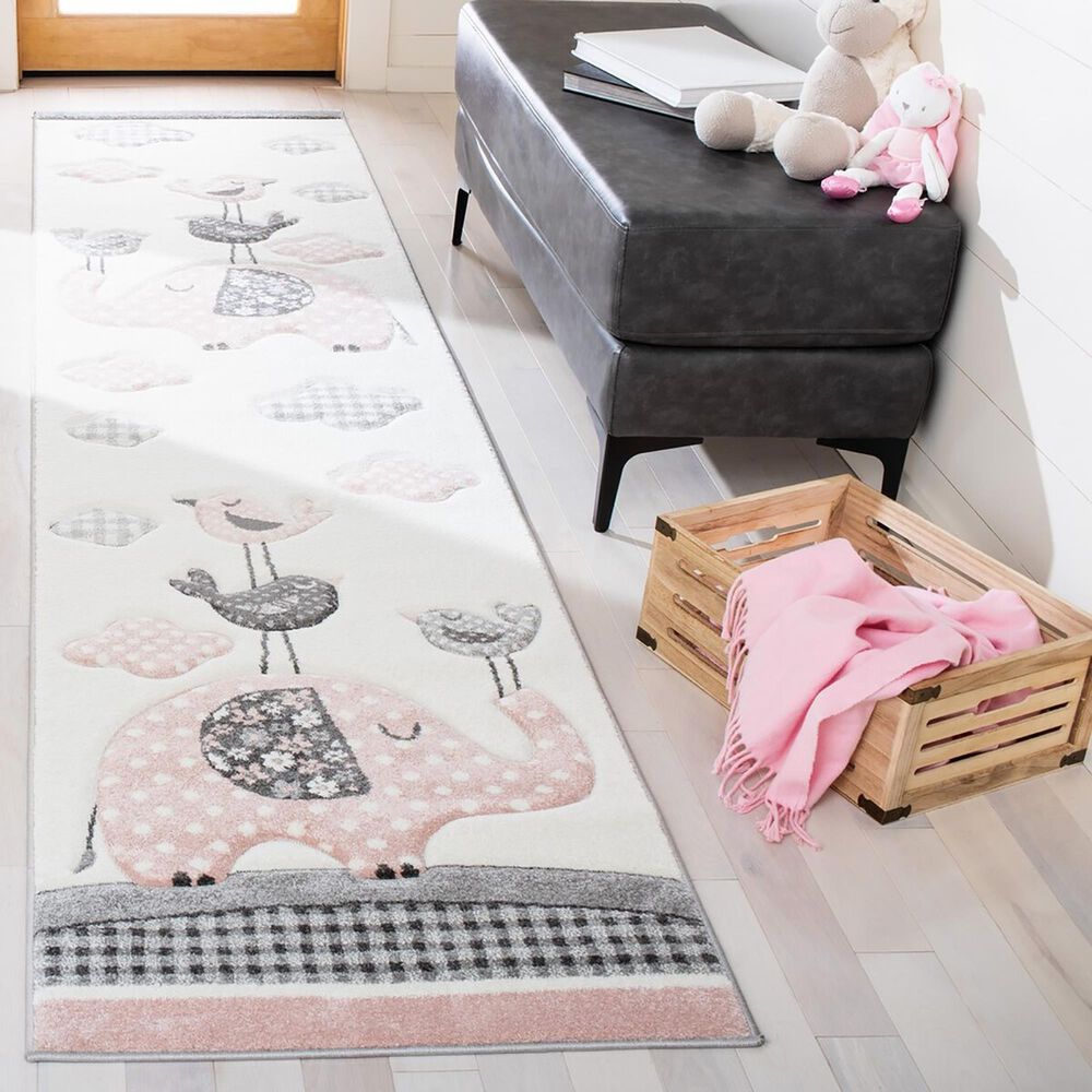 Safavieh Carousel CRK127 2&#39;3&quot; x 10&#39; Pink and Ivory Kids Runner, , large
