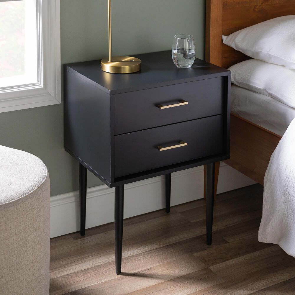 Walker Edison Olivia 20&quot; 2-Drawer Side Table in Black, , large