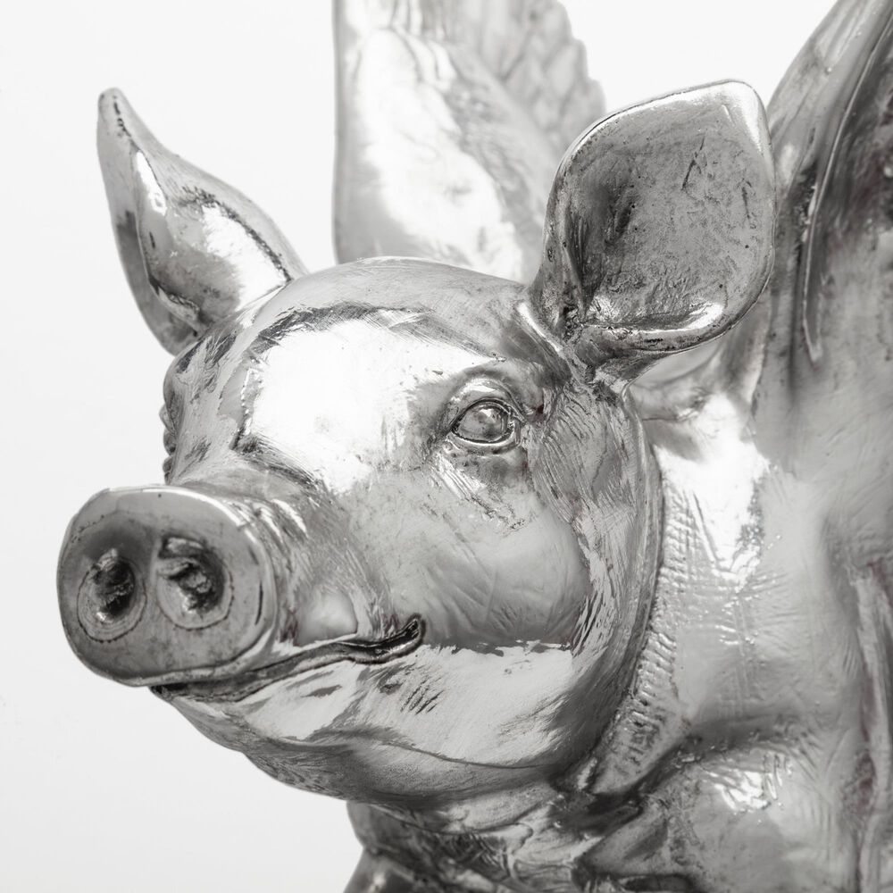 Mercana Hogbadi Flying Pigs in Silver Wall Art &#40;Set of 2&#41;, , large