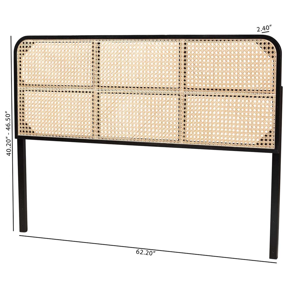 Baxton Studio Lainer Queen Panel Headboard in Black and Natural Brown, , large