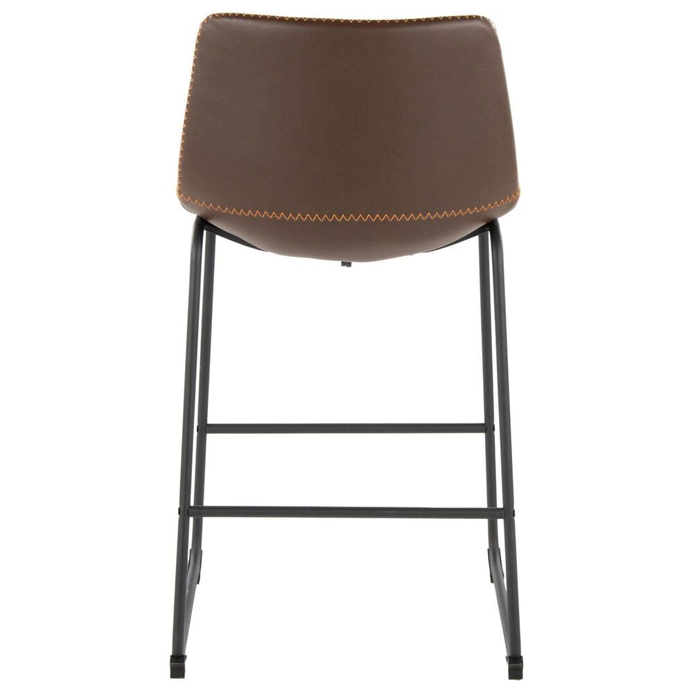 Lumisource Duke Fixed-Height Counter Stool with Espresso and Orange Cushion in Black, , large