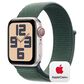 Apple Watch SE GPS + Cellular 40mm Starlight Aluminum Case with Lake Green Sport Loop, , large