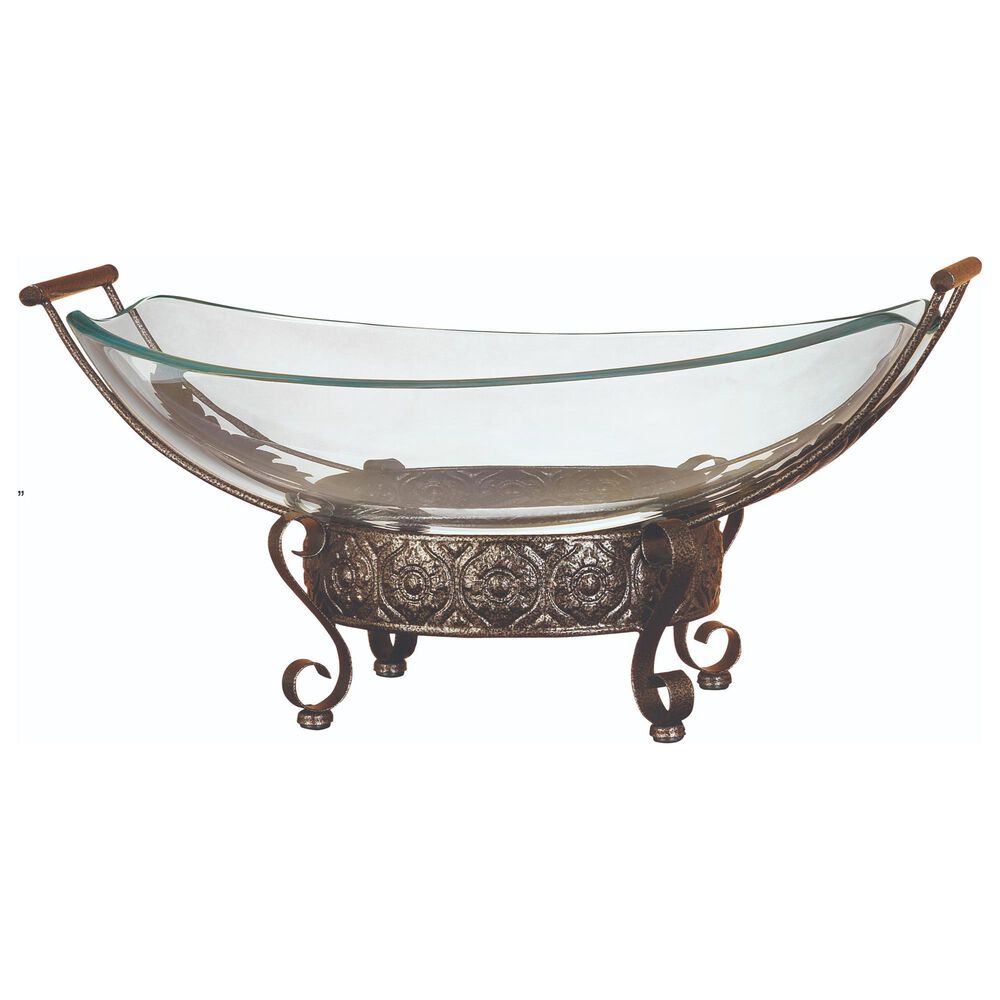 Maple and Jade 10" x 23" Bowl with Stand in Brown, , large