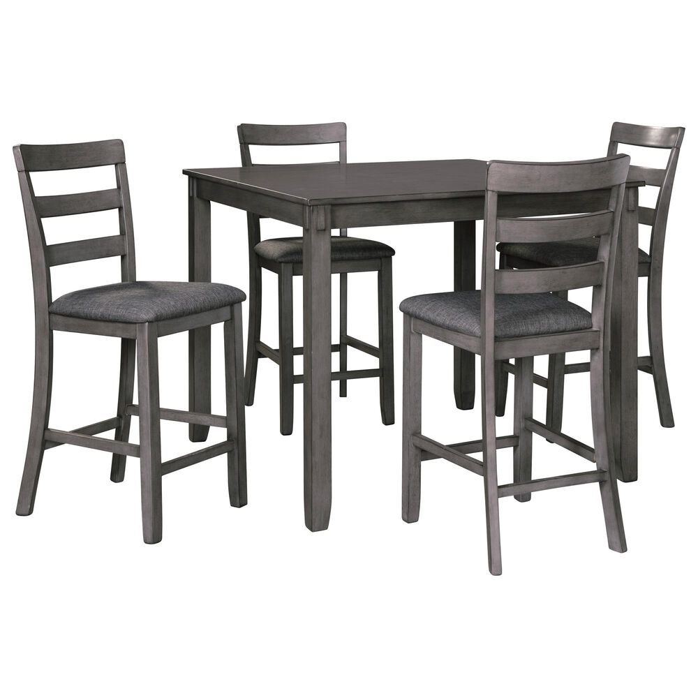 Signature Design by Ashley Bridson 5-Piece Counter Height Dining Set in Medium Charcoal Gray, , large