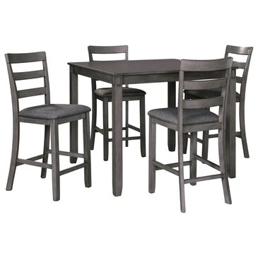 Signature Design by Ashley Bridson 5-Piece Counter Height Dining Set in Medium Charcoal Gray, , large