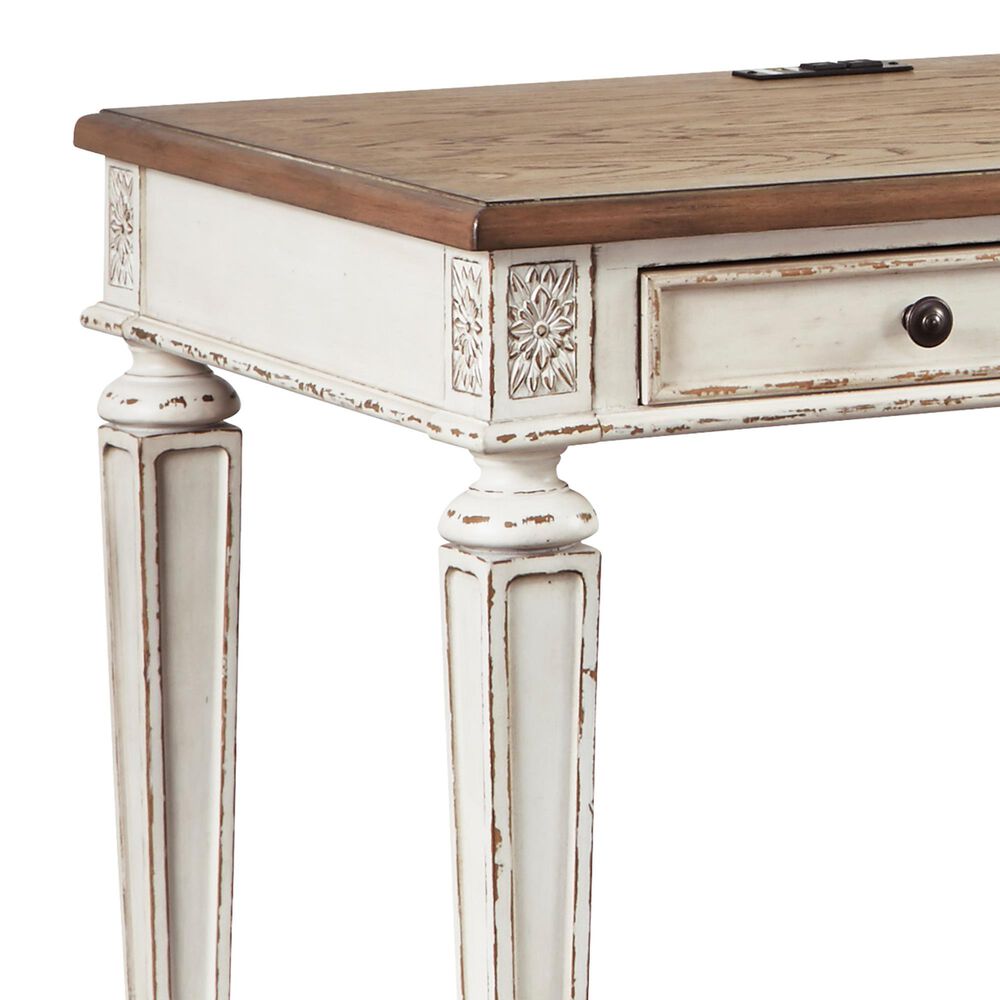 Ashley Realyn 3-Drawer Home Office Desk in White and Brown, , large