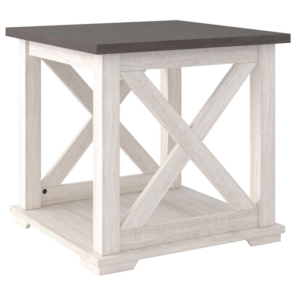Signature Design by Ashley Dorrinson Square End Table in Gray and Antiqued White, , large