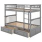 Hearth and Haven Twin over Twin Convertible Bunk Bed with Drawers in Gray, , large