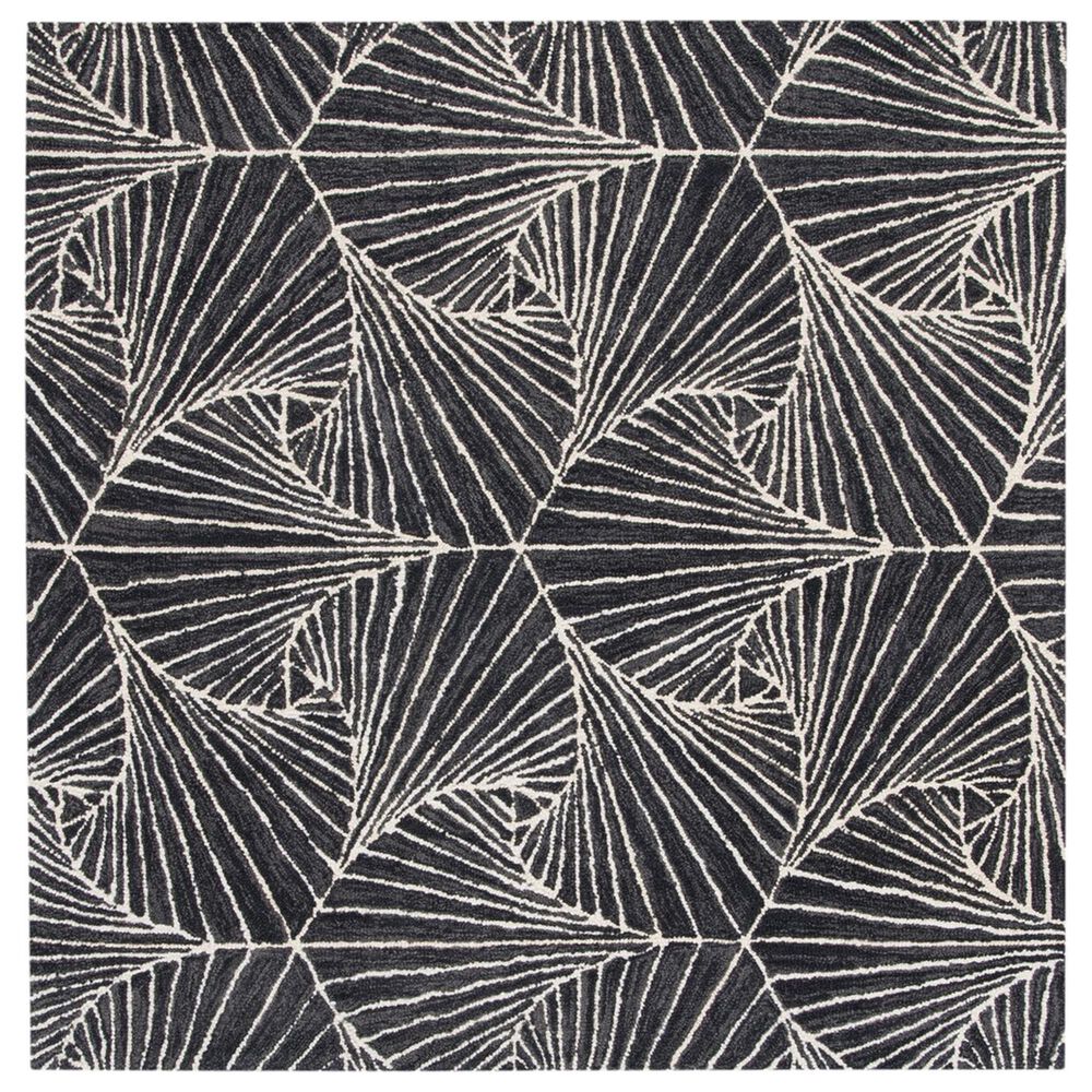 Safavieh Micro-Loop MLP174H 5" Square Charcoal and Ivory Area Rug, , large
