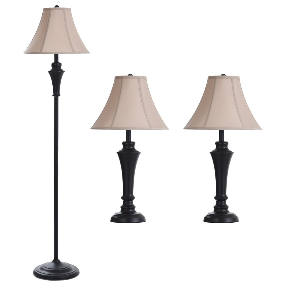 Stylecraft Lamps 3-Piece Lamp Set in Aged Bronze Steel, , large