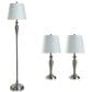 Flair Industries 3-Piece Floor and Table Lamp Set in Brushed Steel, , large