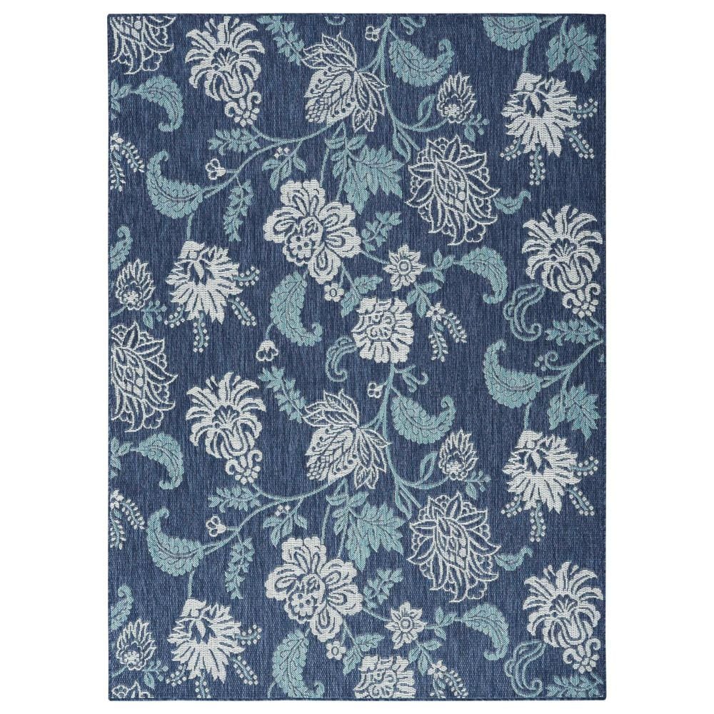 Nourison Garden Oasis GOA03 Navy 4" x 6" Indoor/Outdoor Area Rug, , large