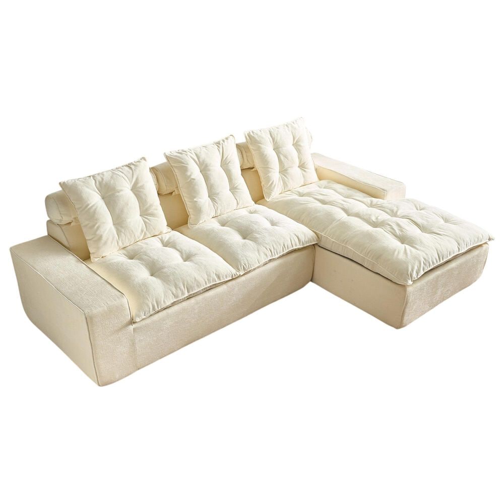 HOMLUX 2-Piece Right Facing Sectional with Chaise in Beige, , large