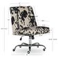 Linon Home Decor Draper Office Chair with Black and White Cow Cushion in Chrome, , large