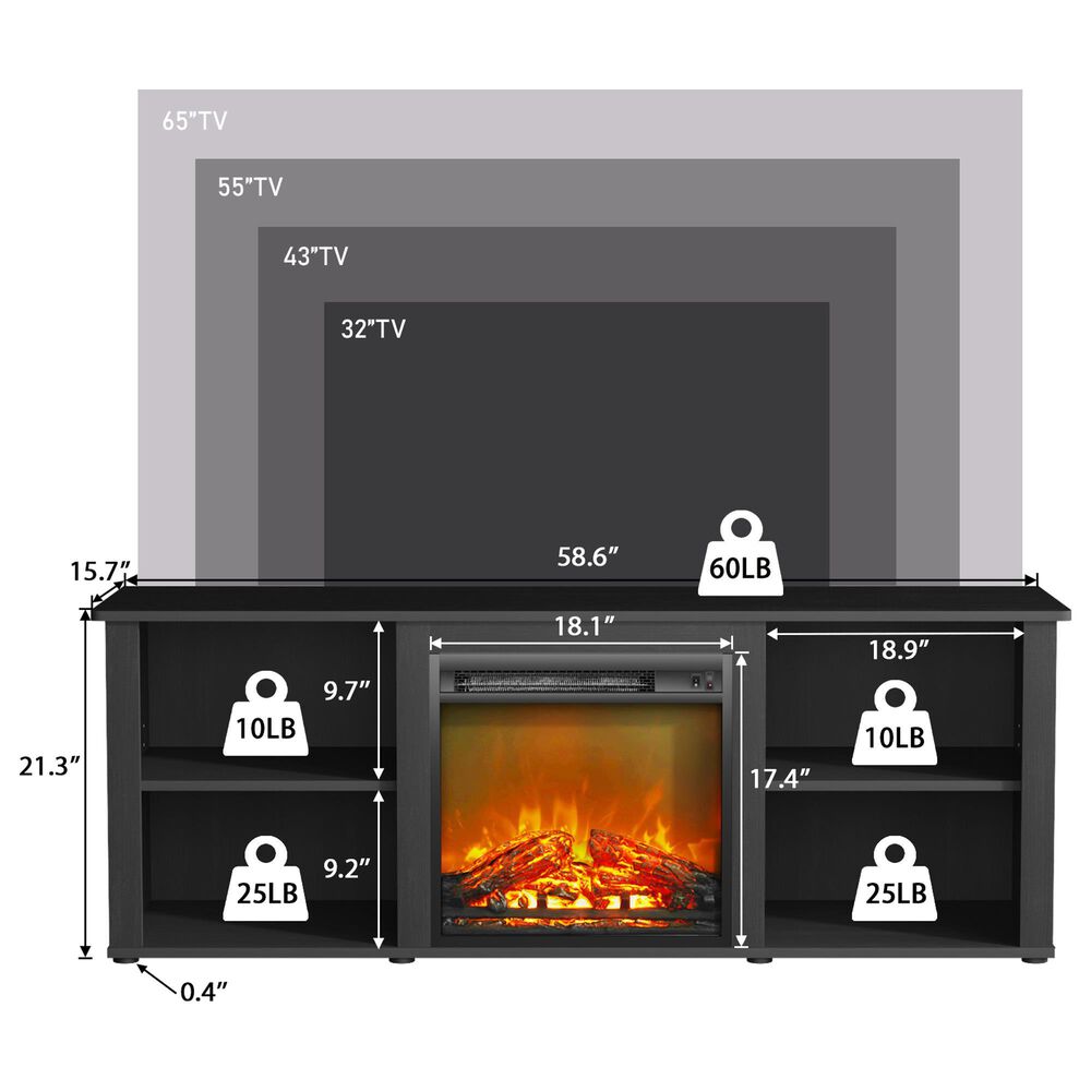 Noviland 59&quot; Fireplace TV Stand in Americano, , large