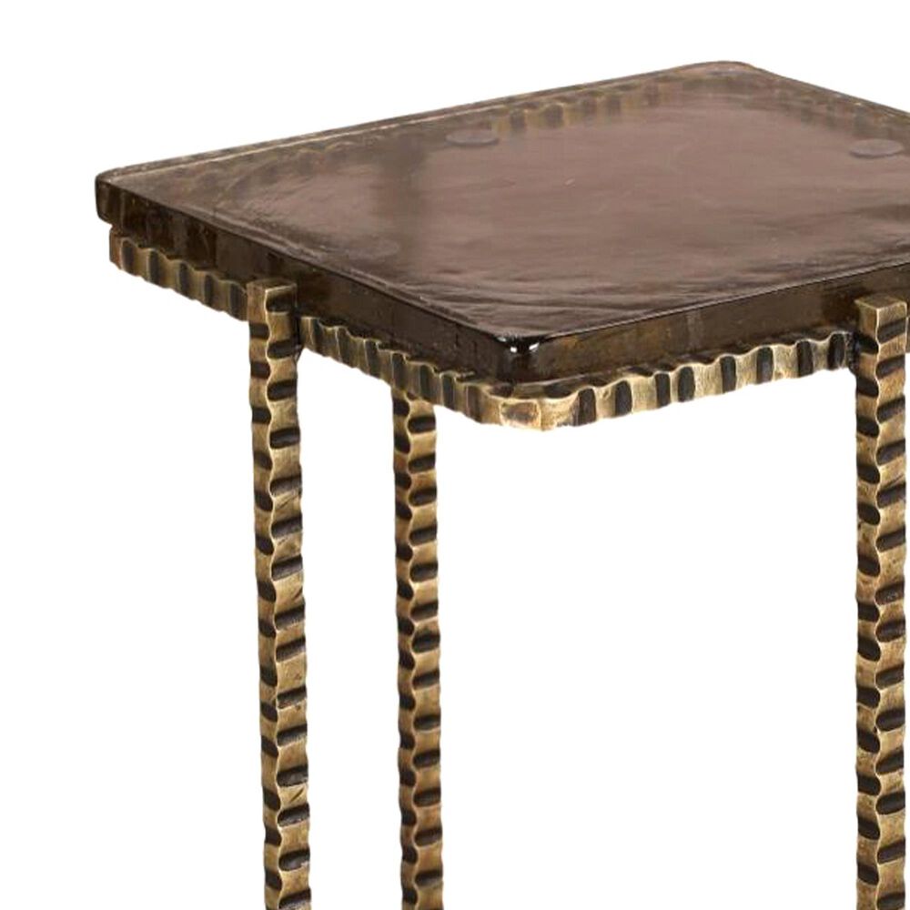 Vantara Home Heirloom Side Table in Antique Brass and Brown, , large