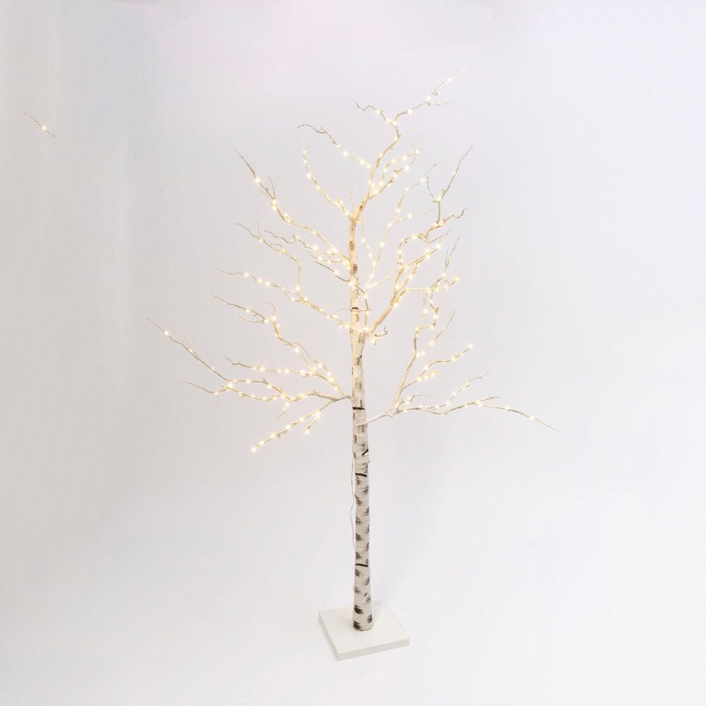 The Gerson Company 6.89&#39; LED Illuminating Indoor Holiday Birch Tree in White, , large