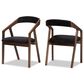 Baxton Studio Wendy Arm Chair with Black Cushion in Walnut Brown (Set of 2), , large