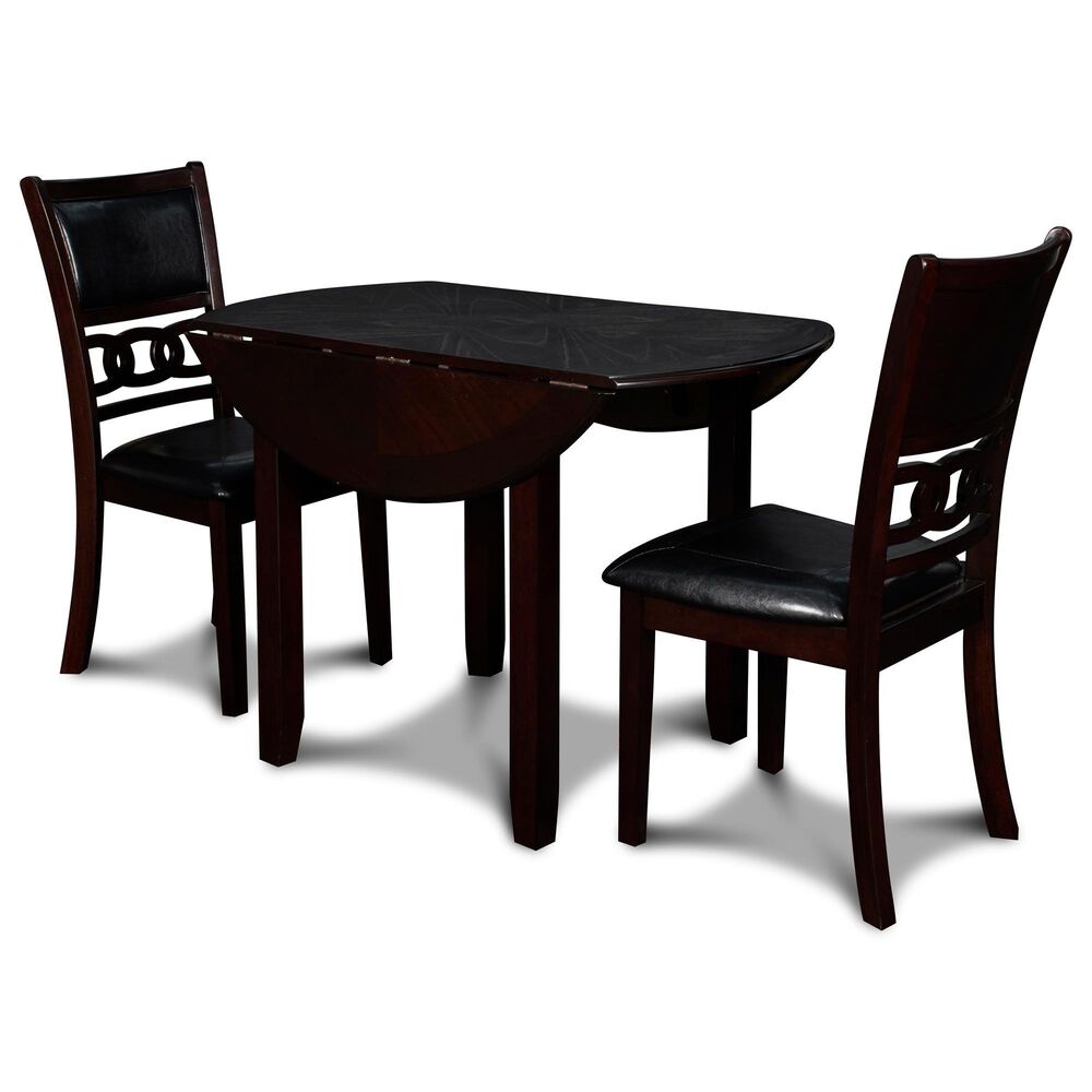 New Heritage Gia 3-Piece Round Drop Leaf Dining Set in Ebony, , large
