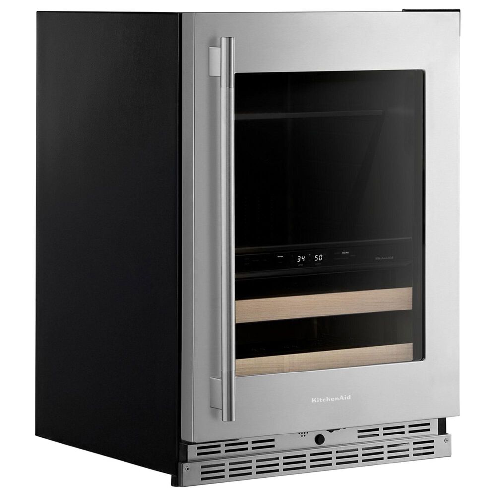 KitchenAid 4.8 Cu. Ft. Right Hinge Beverage Center with Wood Front Racks in PrintShield Stainless Steel, , large
