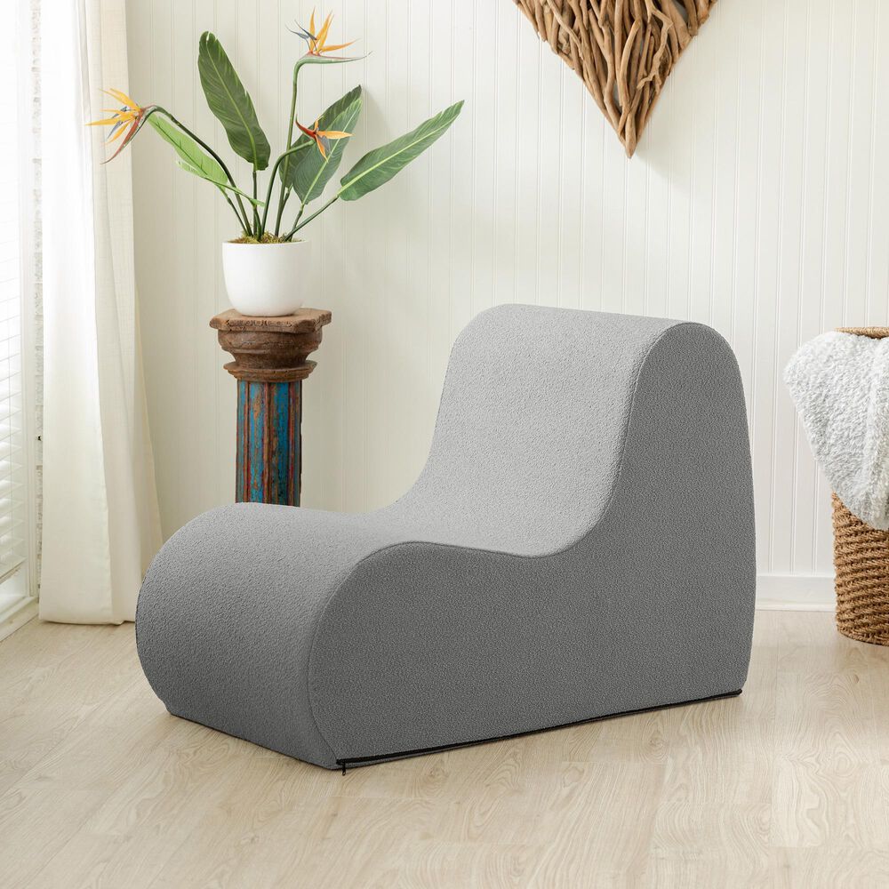 Jaxx Uptown Modern Armless Accent Chair in Boucle Dark Grey, , large