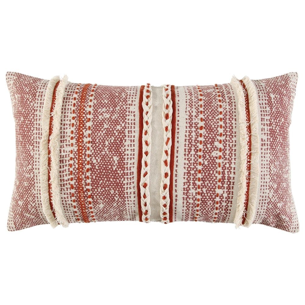 Rizzy Home 14" x 26" Down Filled Pillow in Rust and Natural, , large