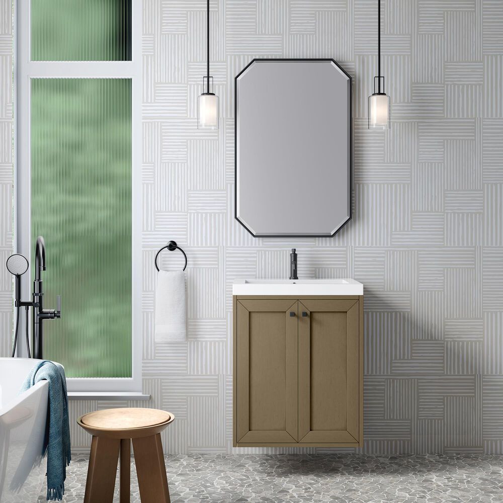 James Martin Vanities Chianti 24" Single Bathroom Vanity in Walnut Whisper and Champagne Brass with 2 cm White Glossy Composite Stone Top and Rectangular Sink, , large