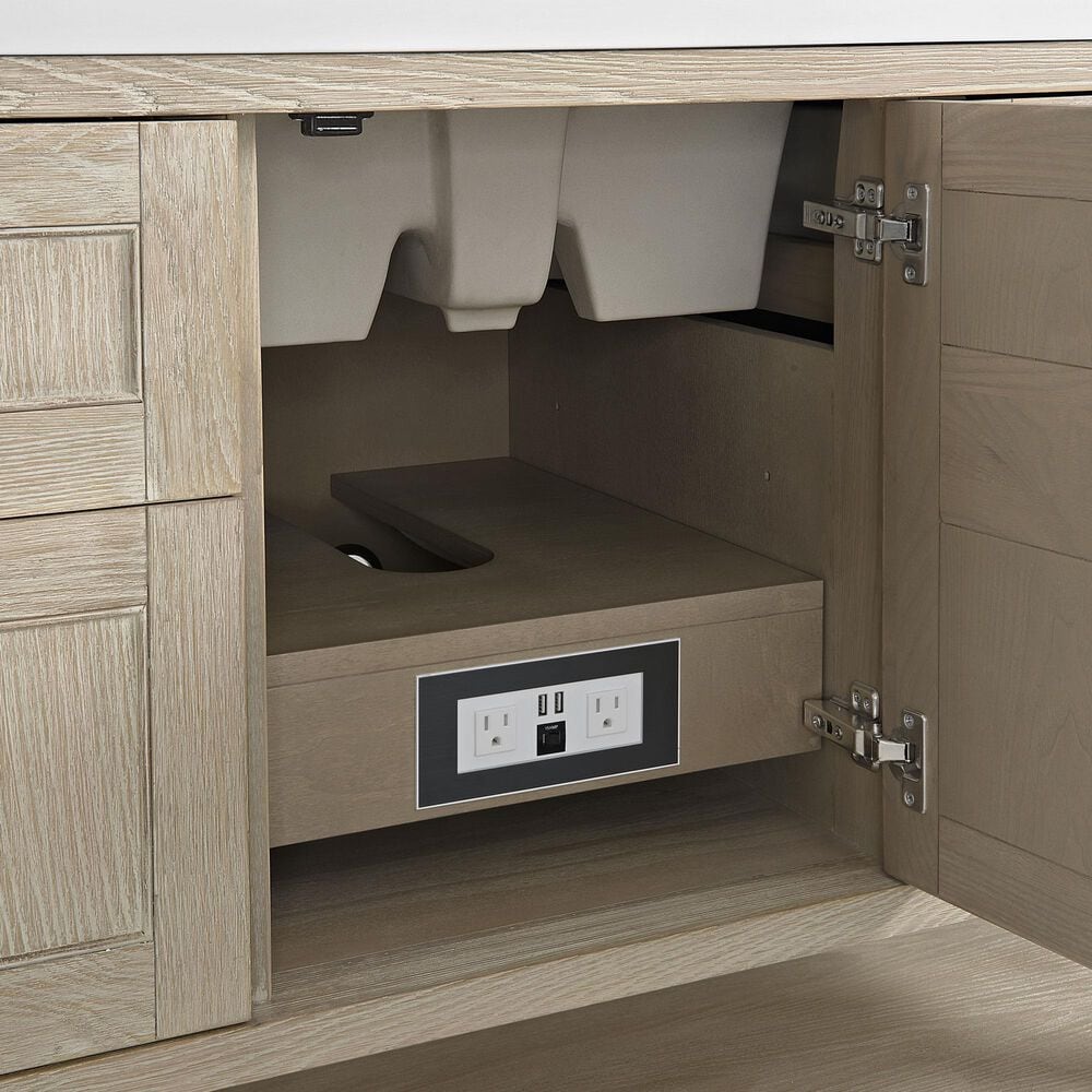 James Martin Vanities Breckenridge 48&quot; Single Vanity in Whitewashed Oak with 3 cm White Zeus Quartz Top, , large