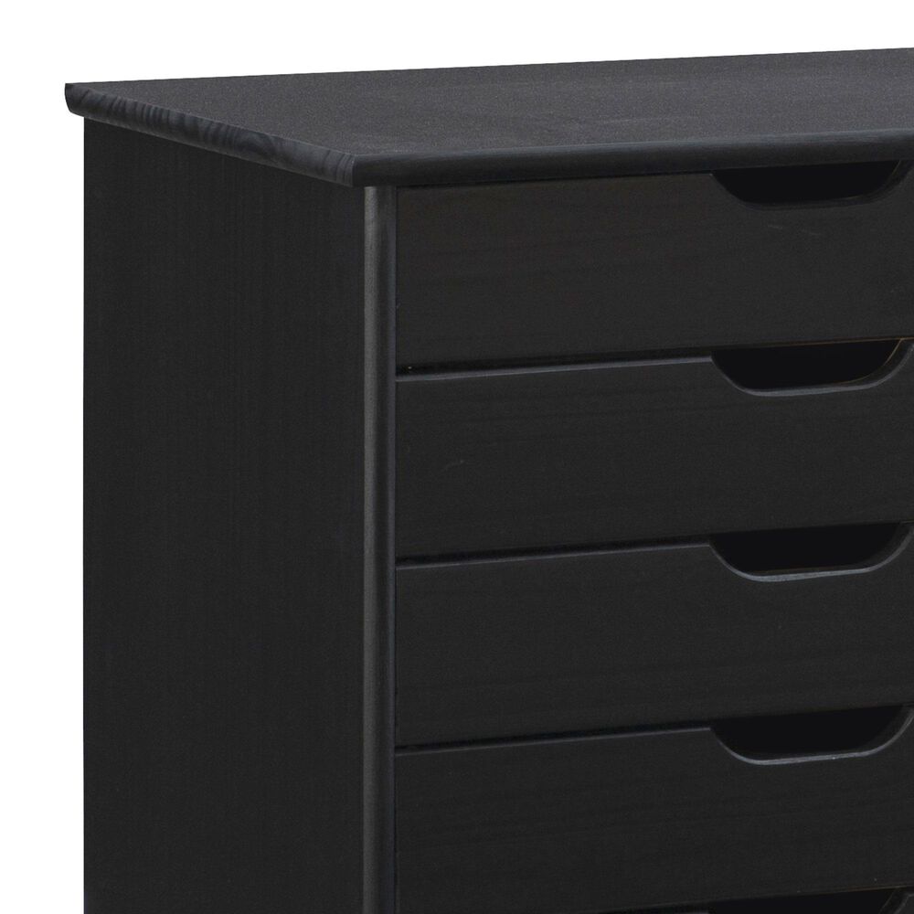 Linon Home Decor Cary 6-Drawer Wide Rolling Cart in Black, , large