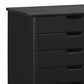 Linon Home Decor Cary 6-Drawer Wide Rolling Cart in Black, , large