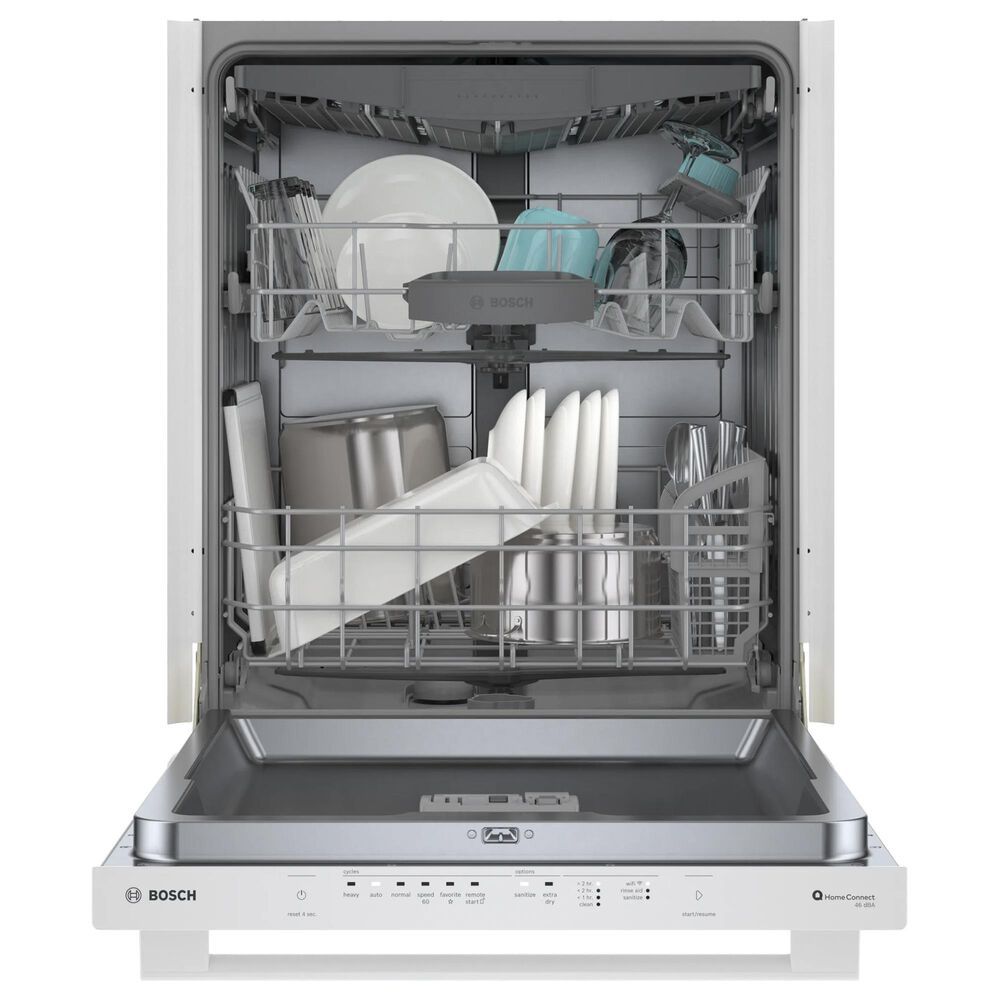 Bosch 100 Series Premium 24&#39;&#39; Built-In Bar Handle Dishwasher with 8 Wash Cycles in White, , large