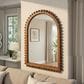 Creative Coop Willa Wood Ball Framed Arched Wall Mirror in Walnut, , large