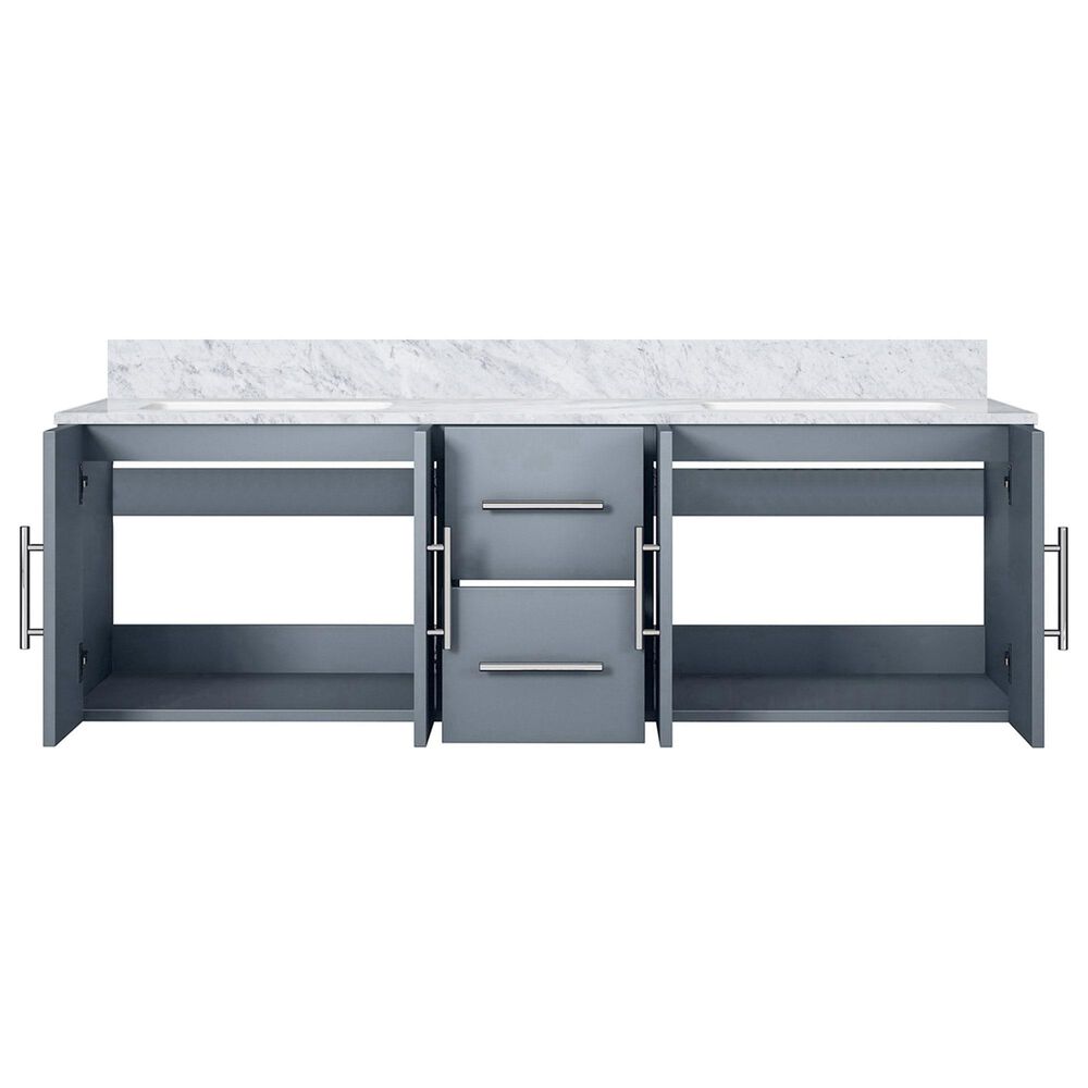 Lexora Home Geneva 60&quot; Double Bathroom Vanity in Dark Grey with 2 cm White Carrara Marble Top and Rectangular Sinks, , large