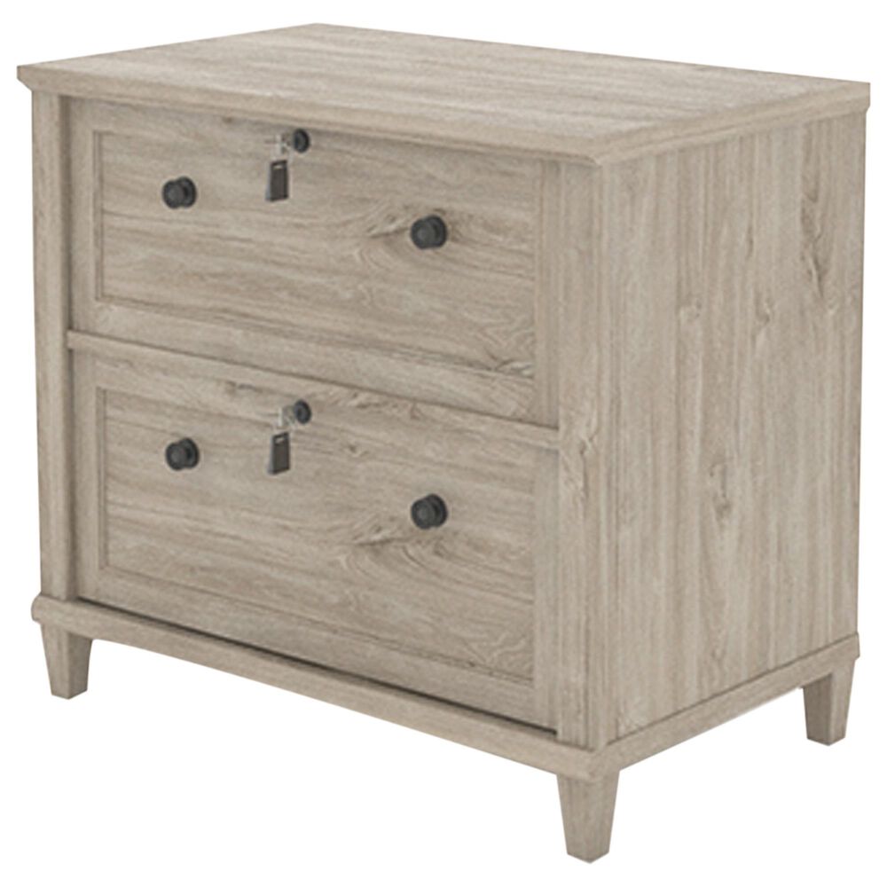 Sauder Hammond 2Drawer Lateral File with Hutch in Chalk Oak