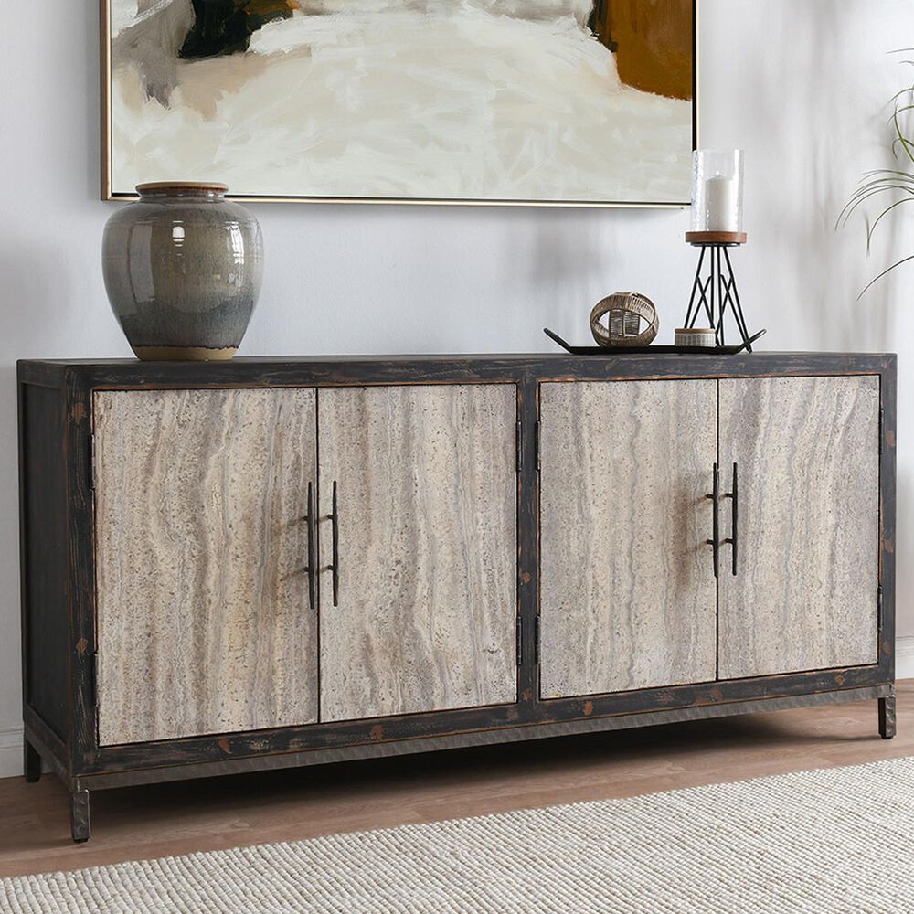 Classic Home Lisbon 4-Door Sideboard in Black, , large