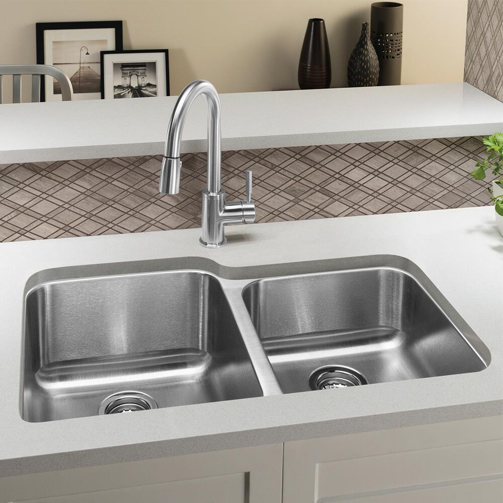 Blanco Stellar 32&quot; 1-3/4 Double Bowl Kitchen Sink in Refined Brushed, , large