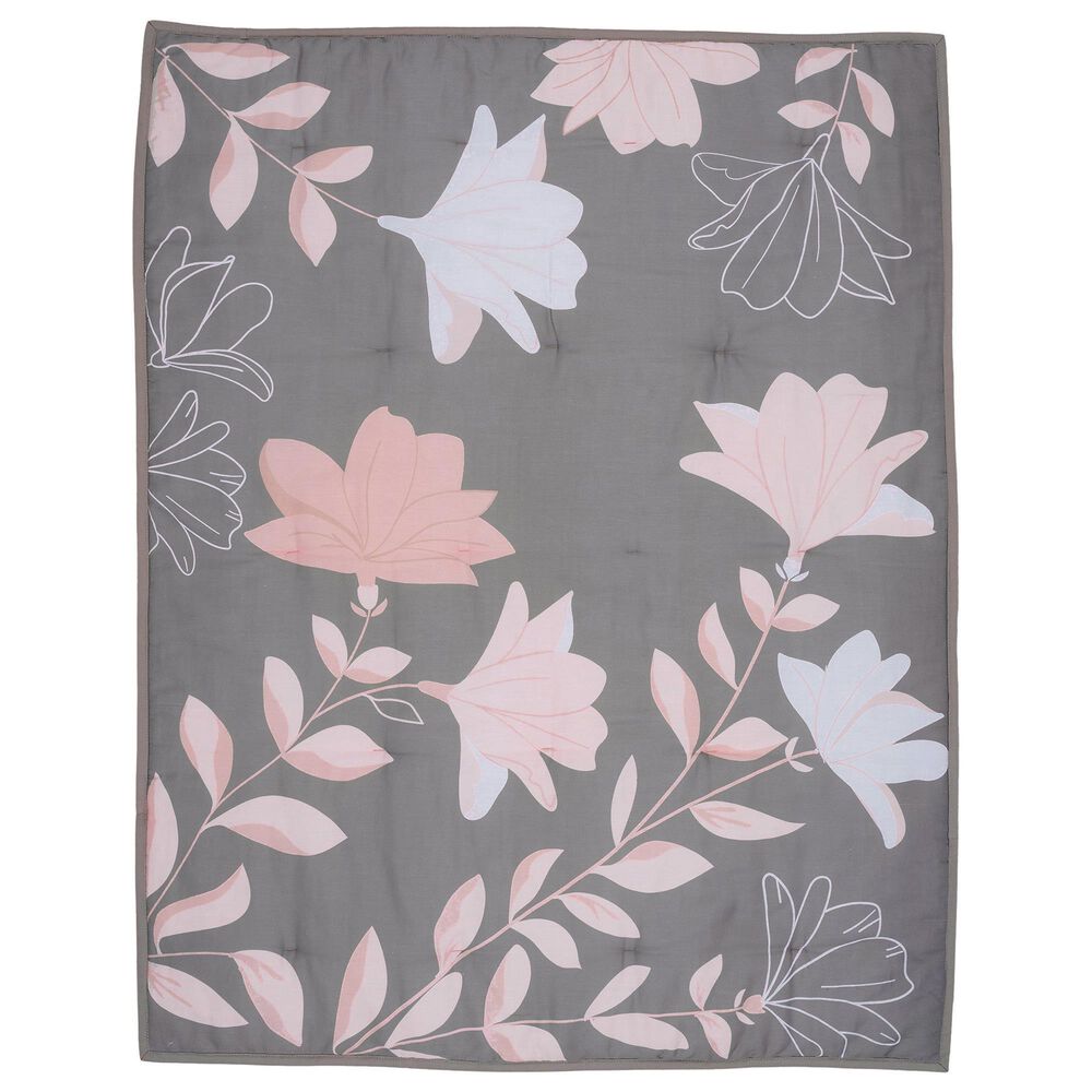 Lambs and Ivy Petals 3-Piece Crib Bedding Set in Mink Gray, Pink, Blush, Rose and White, , large