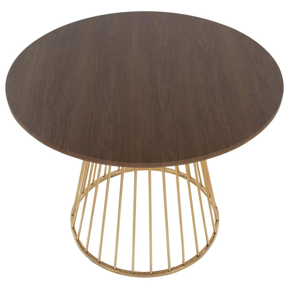 LumiSource Canary Contemporary Dining Table in Gold Metal and Walnut Wood by LumiSource, , large