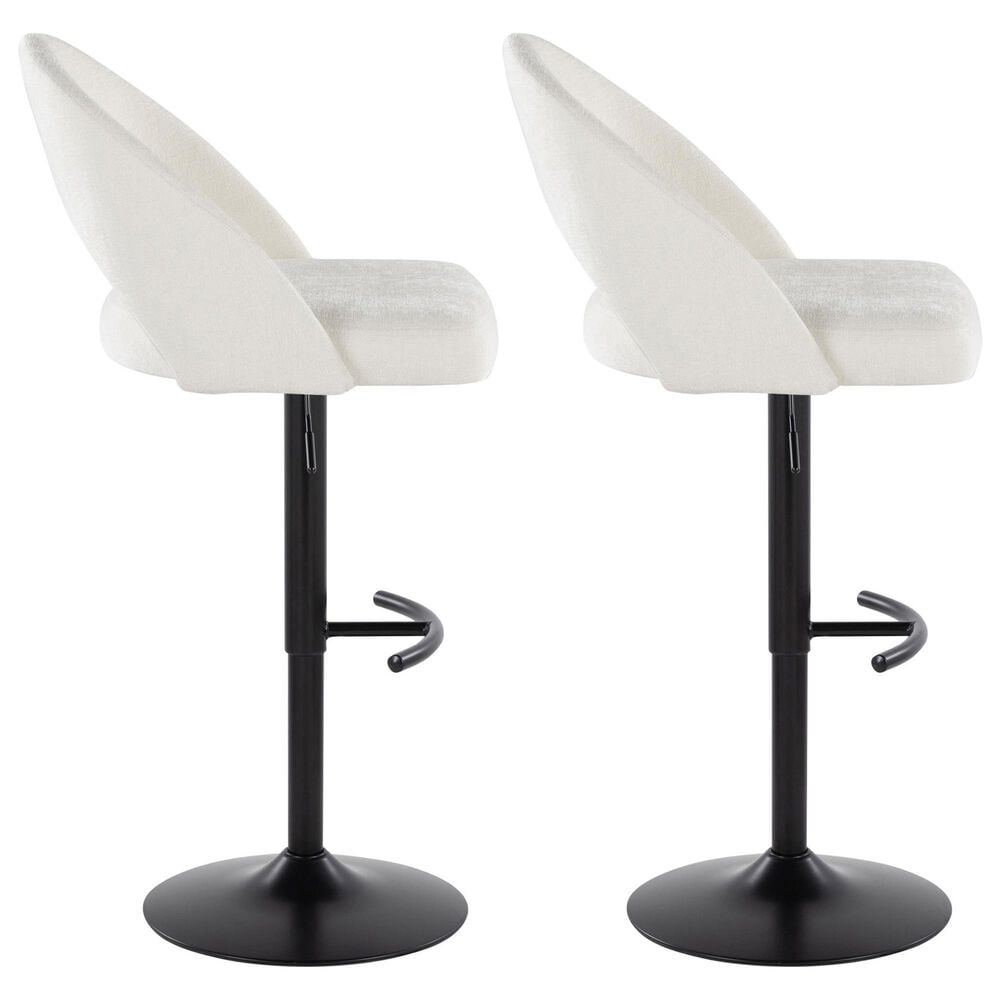LumiSource Renee Adjustable Swivel Bar Stool with Cream Fabric Upholstery in Black (Set of 2), , large