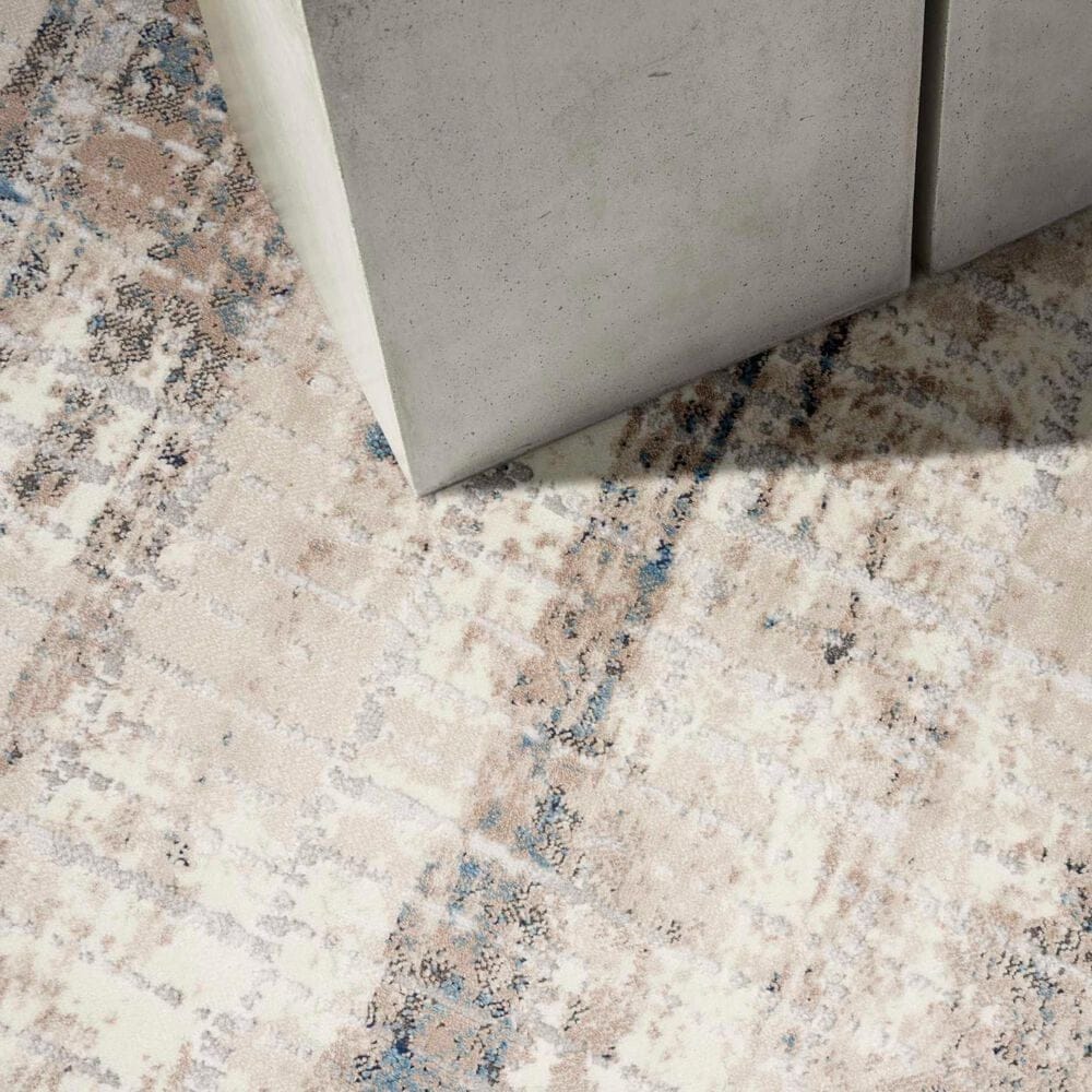 Nourison Infinity IFN02 4&#39; x 6&#39; Ivory, Grey and Blue Area Rug, , large