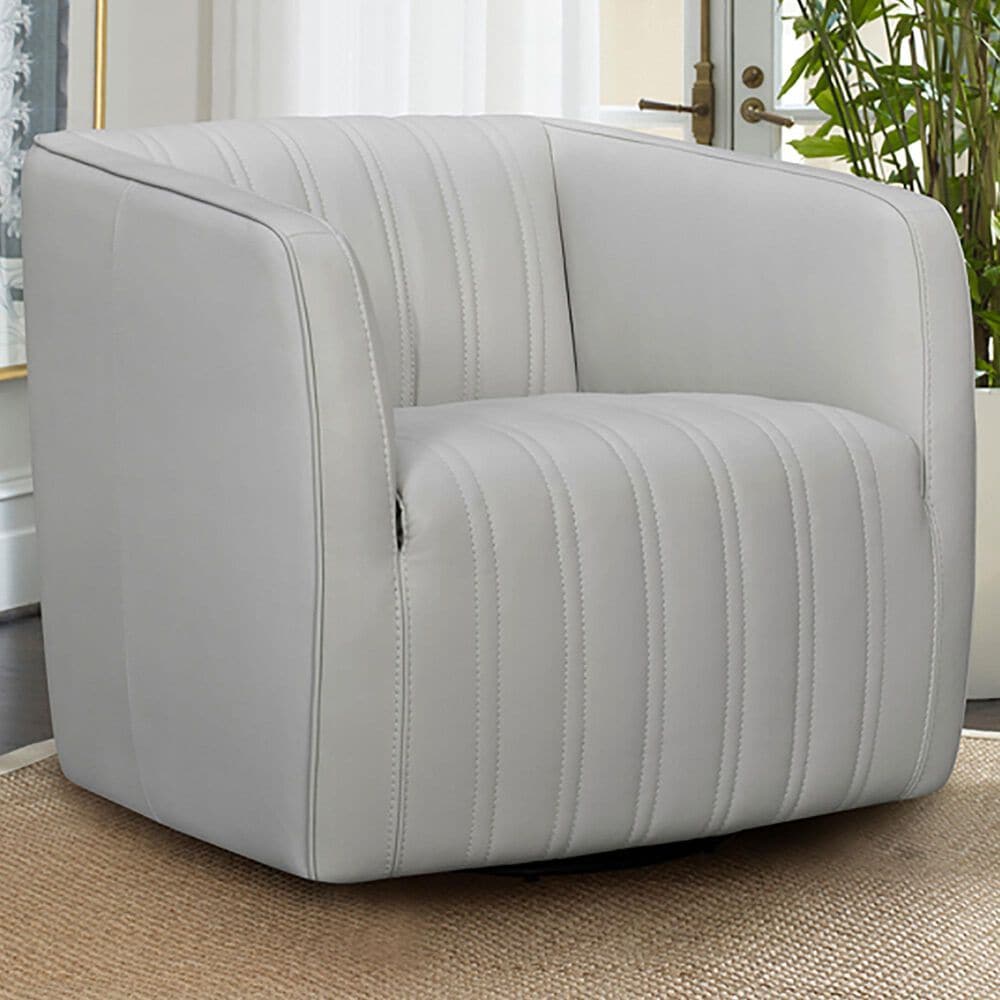 Blue River Aries Swivel Barrel Chair in Dove Gray and Black, , large