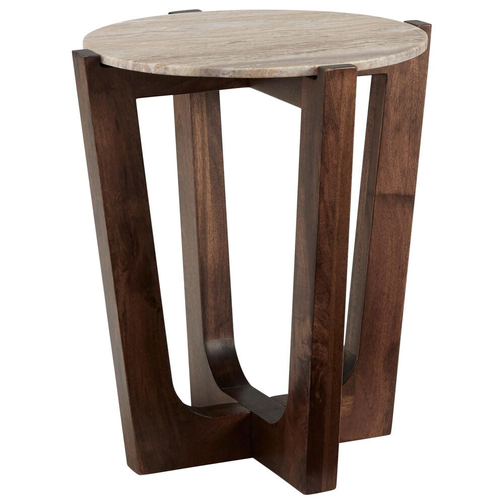 Ashley Tanidore Round End Table in Warm Brown, , large