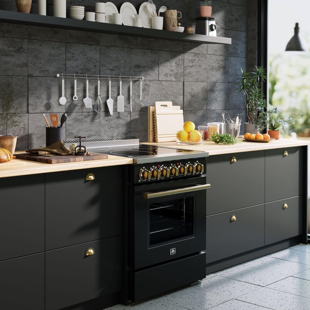 Forno Paolo 30" Freestanding Electric Range in Black, , large