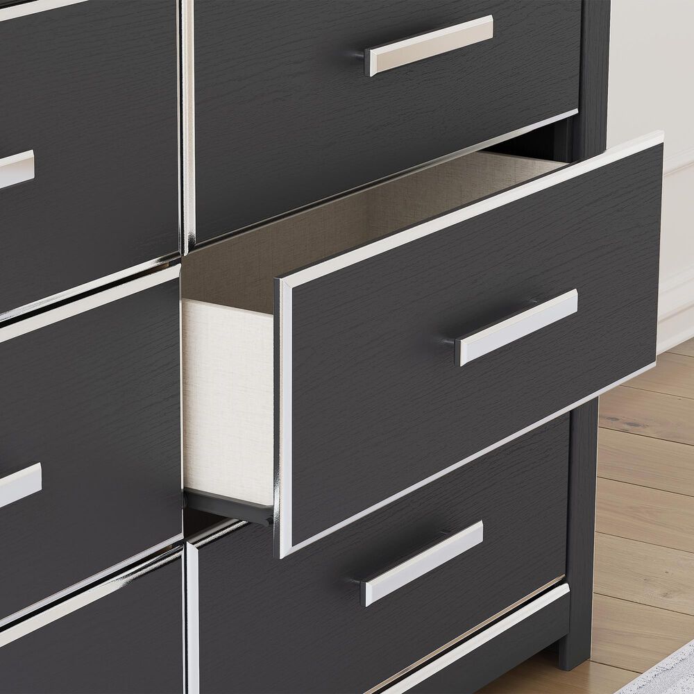 Ashley Zuraleus 6-Drawer Dresser Only in Matte Black and Chrome, , large